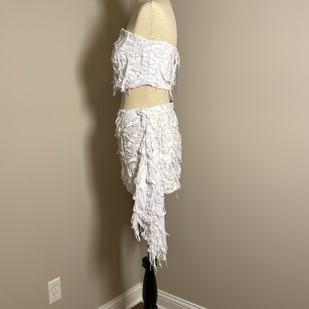 AKIRA White Distressed Tube Top & Skirt - Picture 2 of 8